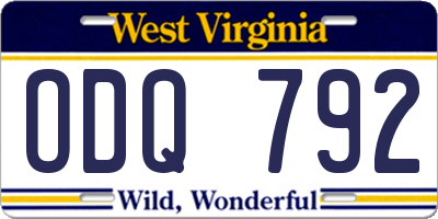 WV license plate ODQ792