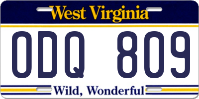 WV license plate ODQ809