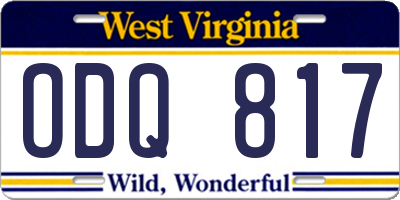 WV license plate ODQ817