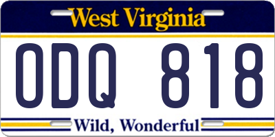 WV license plate ODQ818