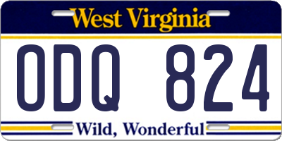 WV license plate ODQ824