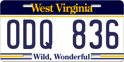 WV license plate ODQ836