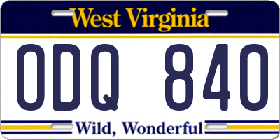 WV license plate ODQ840