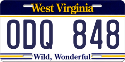 WV license plate ODQ848