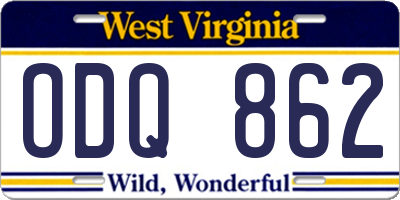WV license plate ODQ862