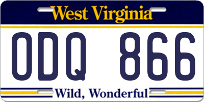 WV license plate ODQ866