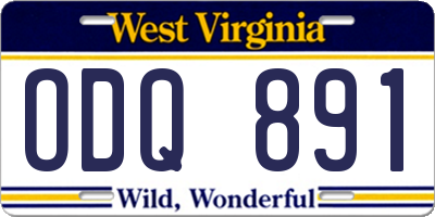 WV license plate ODQ891