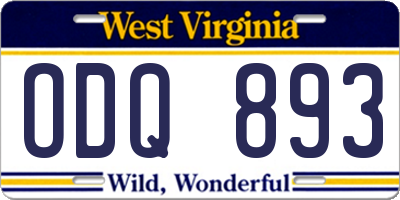 WV license plate ODQ893
