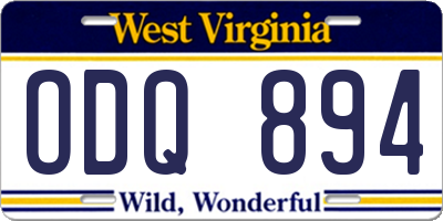 WV license plate ODQ894