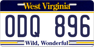 WV license plate ODQ896