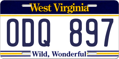 WV license plate ODQ897