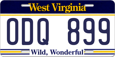 WV license plate ODQ899