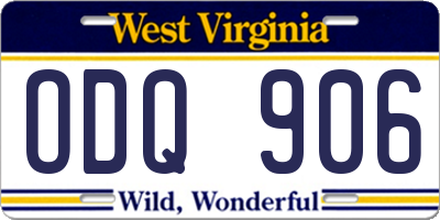 WV license plate ODQ906