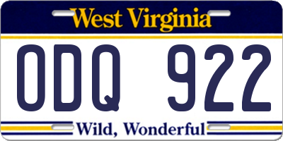 WV license plate ODQ922