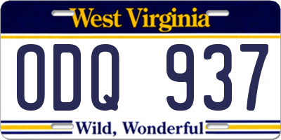 WV license plate ODQ937