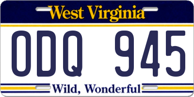 WV license plate ODQ945