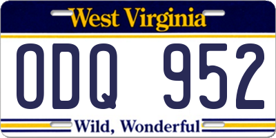WV license plate ODQ952