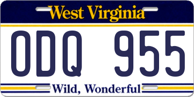 WV license plate ODQ955