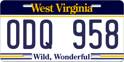 WV license plate ODQ958