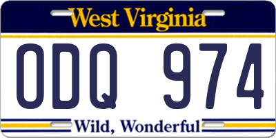 WV license plate ODQ974