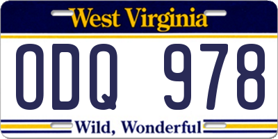 WV license plate ODQ978