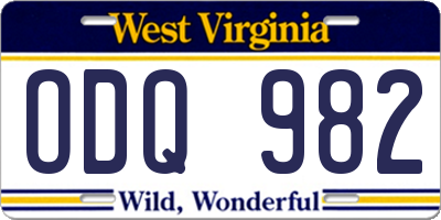 WV license plate ODQ982