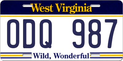 WV license plate ODQ987