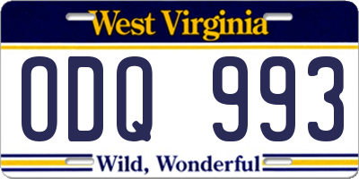 WV license plate ODQ993