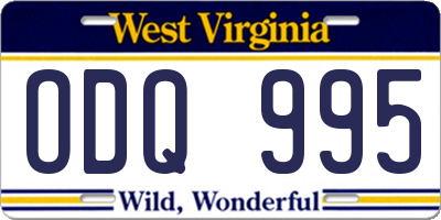 WV license plate ODQ995