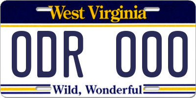 WV license plate ODR000