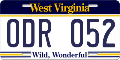 WV license plate ODR052