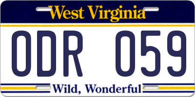 WV license plate ODR059