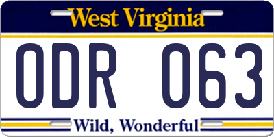 WV license plate ODR063