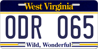 WV license plate ODR065