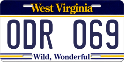 WV license plate ODR069