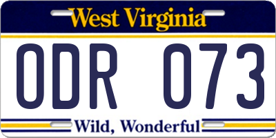 WV license plate ODR073