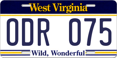 WV license plate ODR075