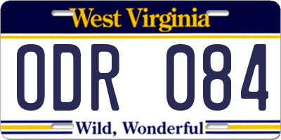 WV license plate ODR084