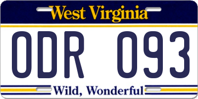 WV license plate ODR093