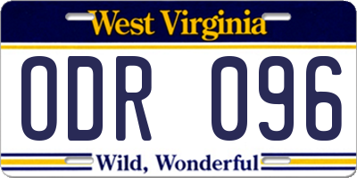 WV license plate ODR096
