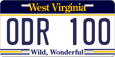 WV license plate ODR100