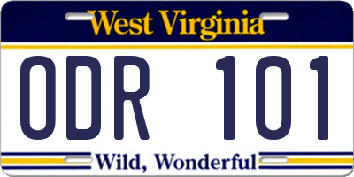 WV license plate ODR101