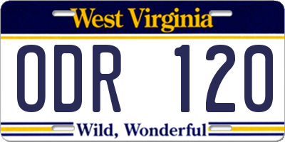 WV license plate ODR120