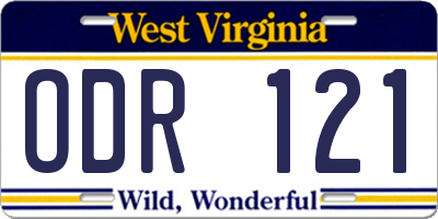 WV license plate ODR121