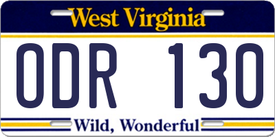 WV license plate ODR130
