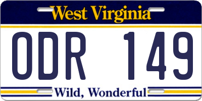 WV license plate ODR149