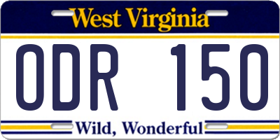 WV license plate ODR150