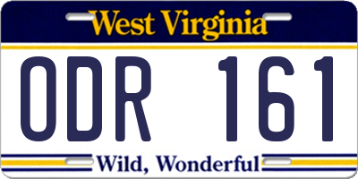 WV license plate ODR161