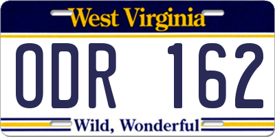 WV license plate ODR162