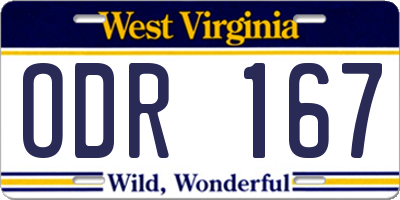 WV license plate ODR167